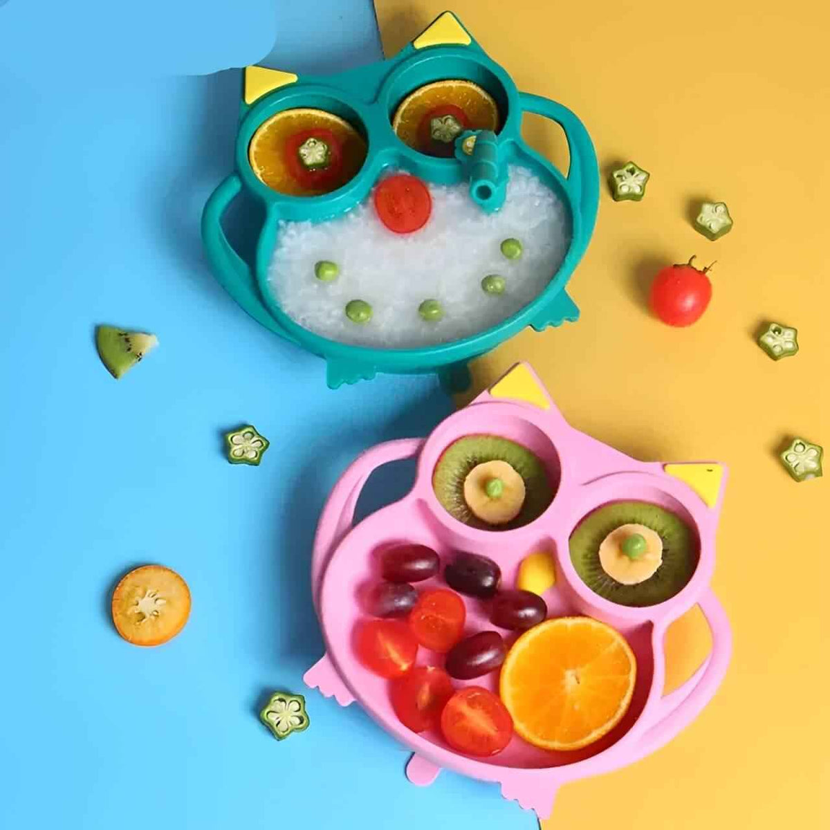 Pratinho de Silicone Infantil Coruja | 3 Divisória