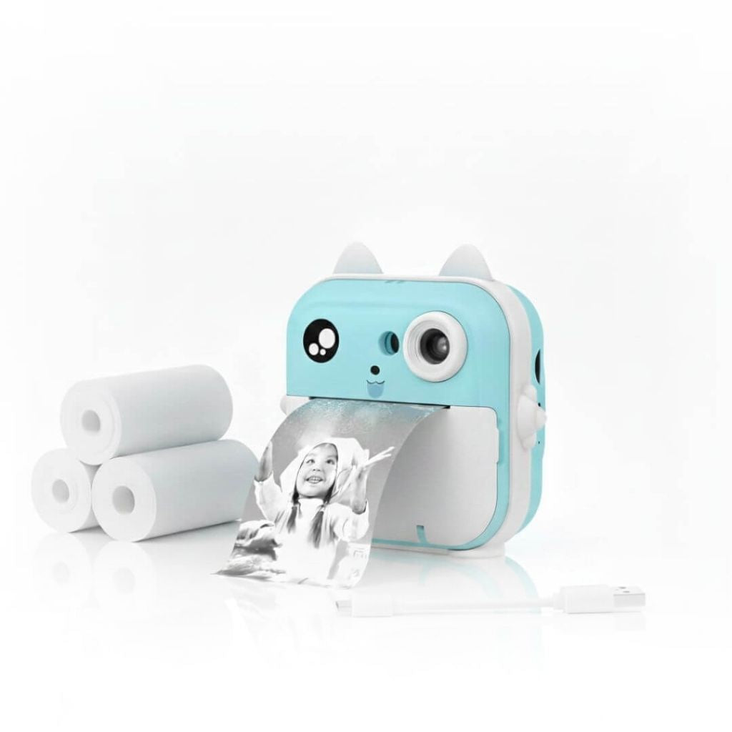 Câmera Infantil que Imprime Azul 1080P HD - BuumBaa
