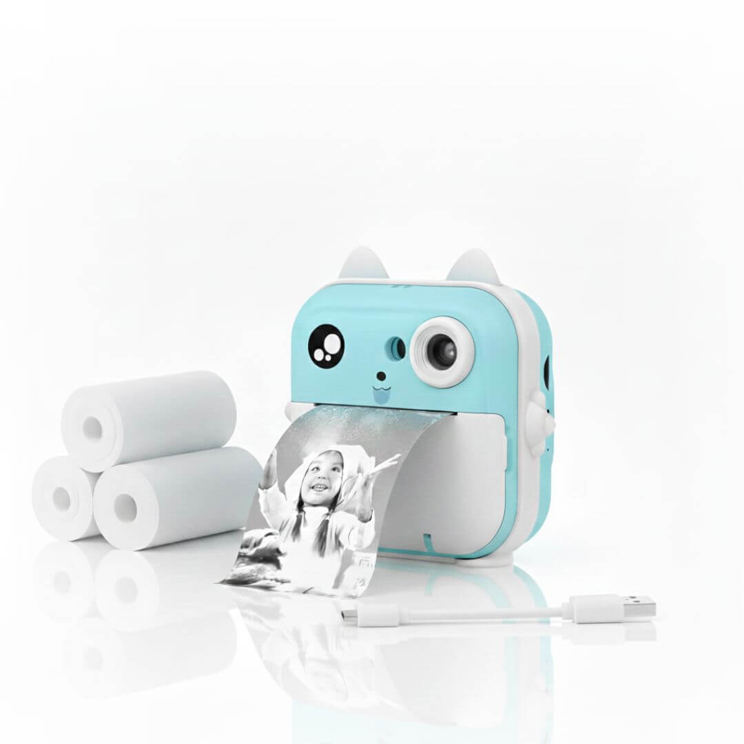 Câmera Infantil que Imprime Azul 1080P HD - BuumBaa