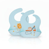 Babador de Bebê Impermeável com Bolso Coletor Azul