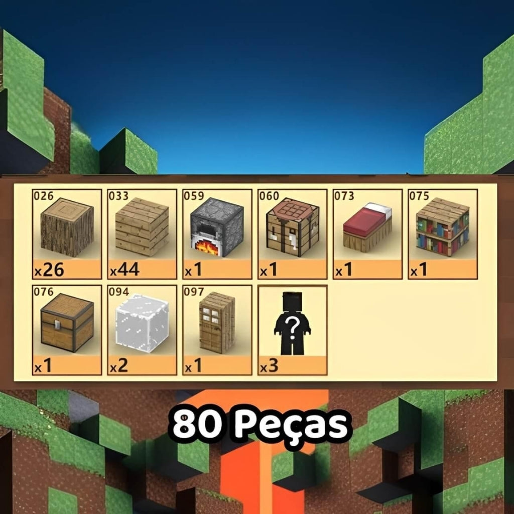 80 peças do Blocos Magneticos Minecraft - Casa no Campo