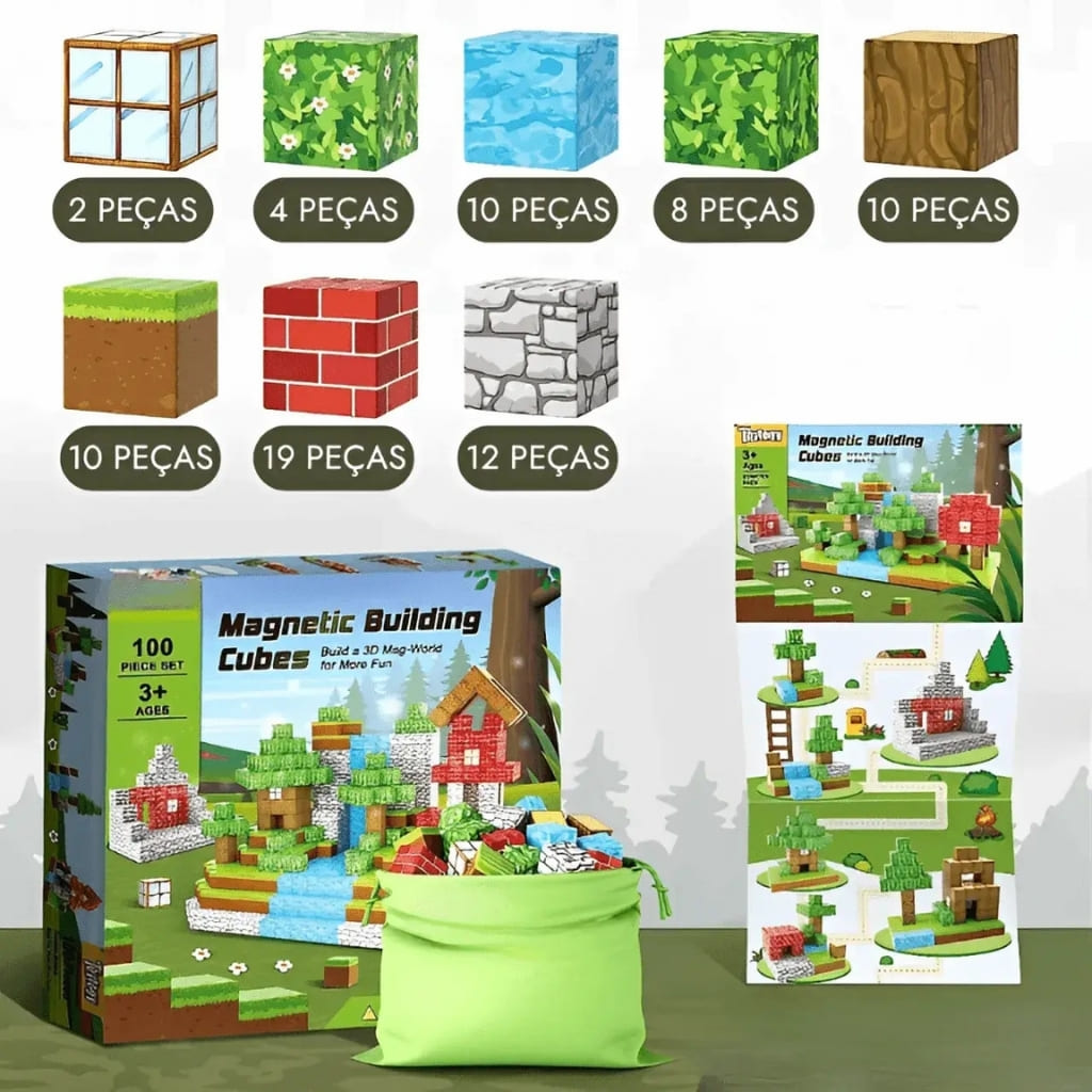 Blocos Magneticos Minecraft 100 peças
