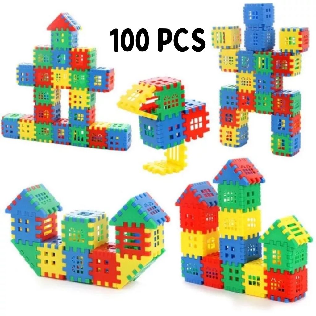 100 peças de Blocos de Montar Montessori - Encaixe Criativo BuumBaa