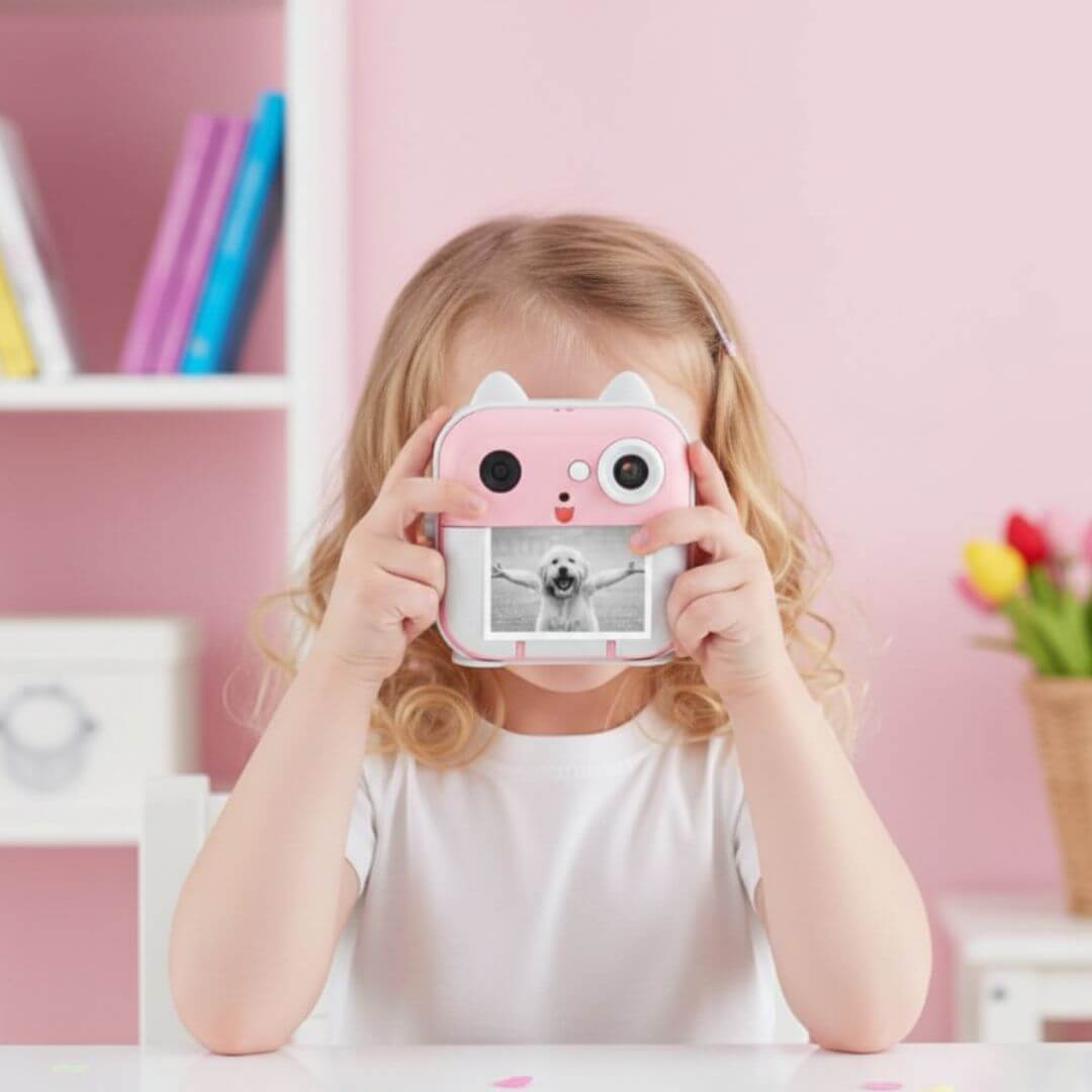 Câmera Infantil que Imprime Rosa 1080P HD - BuumBaa