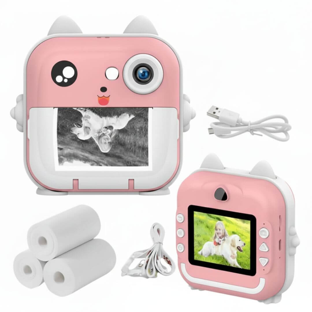 Câmera Infantil que Imprime Rosa 1080P HD - BuumBaa